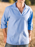 Clean color long sleeve shirt, casual style cotton linen lapel shirt