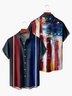 American Flag Pocket Short Sleeve Shirt Casual style Hawaii Series Mechanism Print Top