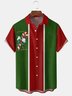 Candy Canes Chest Pocket Short Sleeve Bowling Shirt