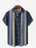 Contrasting Colors Stripe Texture Short Sleeve Bowling Shirt