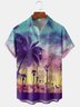 Coconut Tree Art Painting Chest Pocket Short Sleeve Hawaiian Shirt