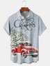 Christmas Car Chest Pocket Short Sleeve Casual Shirt