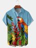 Macaw Parrot Chest Pocket Short Sleeve Hawaiian Shirt