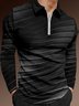 3D Gradient Striped Zip Long Sleeve Polo