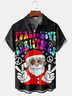 Hippie Santa Claus Chest Pocket Short Sleeve Casual Shirt