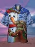 Christmas Snowman Short Sleeve Camp Shirt