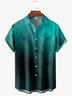 Gradient Coconut Tree Chest Pocket Short Sleeve Hawaiian Shirt