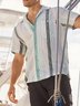 Striped Chest Pocket Short Sleeve Casual Shirt