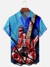 Electric Guitar Chest Pocket Short Sleeve Casual Shirt