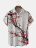 Japanese Plum Blossom Chest Pocket Short Sleeve Hawaiian Shirt
