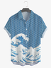 Japanese Ukiyoe Wave Print Short Sleeve Casual Shirt