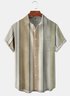 Wood Grain Chest Pocket Short Sleeve Casual Shirt