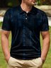 Ombre Number Code Button Short Sleeve Polo Shirt