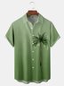 Gradient Color Palm Tree Chest Pocket Short Sleeve Hawaiian Shirt