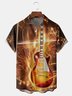 Music Guitar Chest Pocket Short Sleeve Casual Shirt