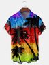 Coconut Tree Pop Art Chest Pocket Short Sleeve Casual Shirt