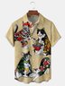 Japanese Ukiyoe Cats Chest Pocket Short Sleeve Casual Shirt