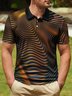 Abstract Gradient Stripe Button Short Sleeve Polo Shirt
