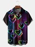 St Valentine's Day Heart Chest Pocket Short Sleeve Casual Shirt