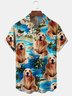 Golden Retriever Dog Chest Pocket Short Sleeve Hawaiian Shirt