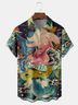 Ukiyo-e Chest Pocket Short Sleeve Casual Shirt