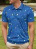 Japanese Wave Stars Button Short Sleeve Polo Shirt
