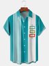 Big Size Geometric Chest Pocket Short Sleeve Bowling Shirt