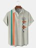 Geometric Stripes Chest Pocket Short Sleeve Bowling Shirt