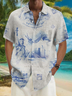 American New York Print Chest Pocket Short Sleeve Casual Shirt