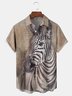 Zebra Portrait Chest Pocket Short Sleeve Casual Shirt