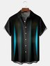 Gradient Abstract Geometric Chest Pocket Short Sleeves Casual Shirt