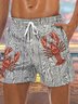 Marine Life Lobster Drawstring Beach Shorts