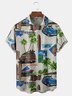 Coconut Tree Vintage Car Chest Pocket Short Sleeve Hawaiian Shirt