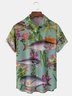 Floral Fish Chest Pocket Short Sleeve Hawaiian Shirt