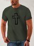 Religious Decorative Cross Neck Casual T-Shirt