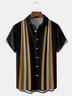 Abstract Striped Chest Pockets Short Sleeve Bowling Shirts