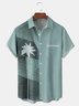 Coconut Tree Geometry Chest Pocket Short Sleeve Hawaiian Shirt