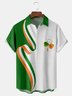 St Patrick's Day Clover Chest Pocket Short Sleeve Bowling Shirt