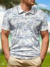 Palm Tree Button Short Sleeve Golf Polo Shirt
