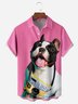 Pull Dog Chest Pocket Short Sleeve Casual Shirt