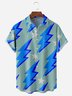 Geometric Lightning Chest Pocket Short Sleeves Casual Shirt