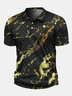 Gold Gradient Geometric Button Short Sleeve Polo