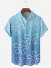 Gradient Color Floral Chest Pocket Short Sleeve Hawaiian Shirt