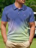 Ombre Geometric Button Short Sleeve Golf Polo Shirt