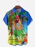 Beach Fun Rooster Chest Pocket Short Sleeve Hawaiian Shirt