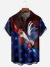 US Flag Chicken Chest Pocket Short Sleeve Casual Shirt