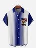 American Flag Eagle Chest Pocket Short Sleeve Bowling Shirt