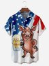 Flag Pig Chest Pocket Short Sleeve Casual Shirt