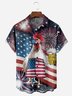 Rooster Flag Chest Pocket Short Sleeve Casual Shirt