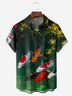 Ukiyo-e Carp Chest Pocket Short Sleeve Casual Shirt